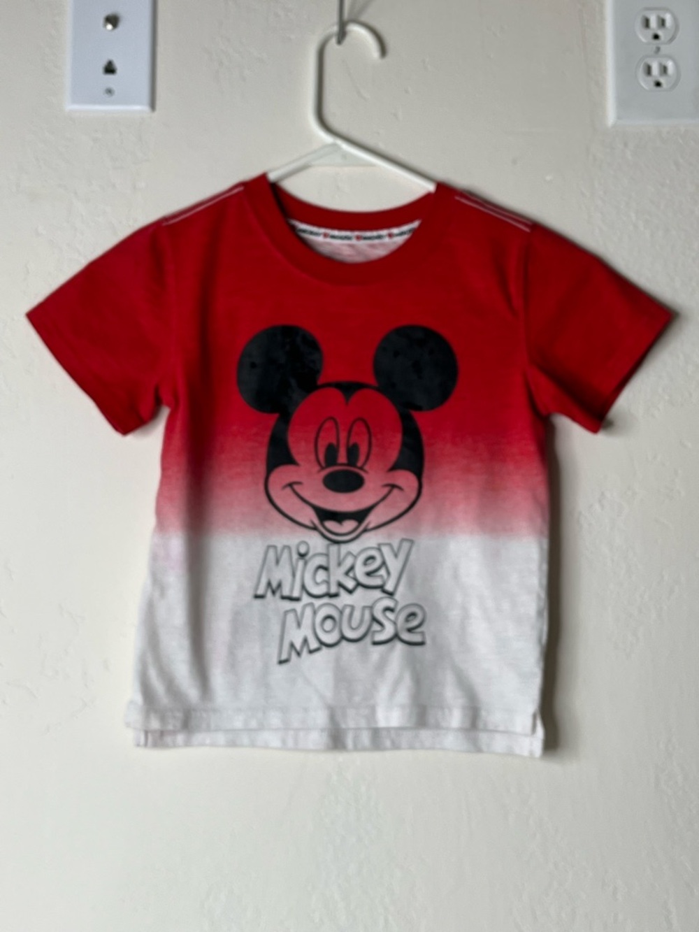 Vintage, Disney Red and White Mickey Mouse Fade Graphic Tee